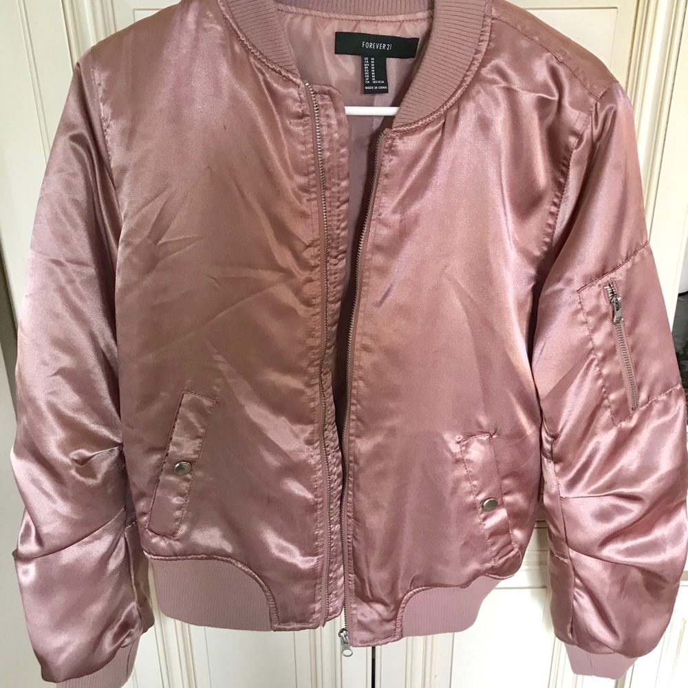 F21 Rose Gold Bomber Jacket